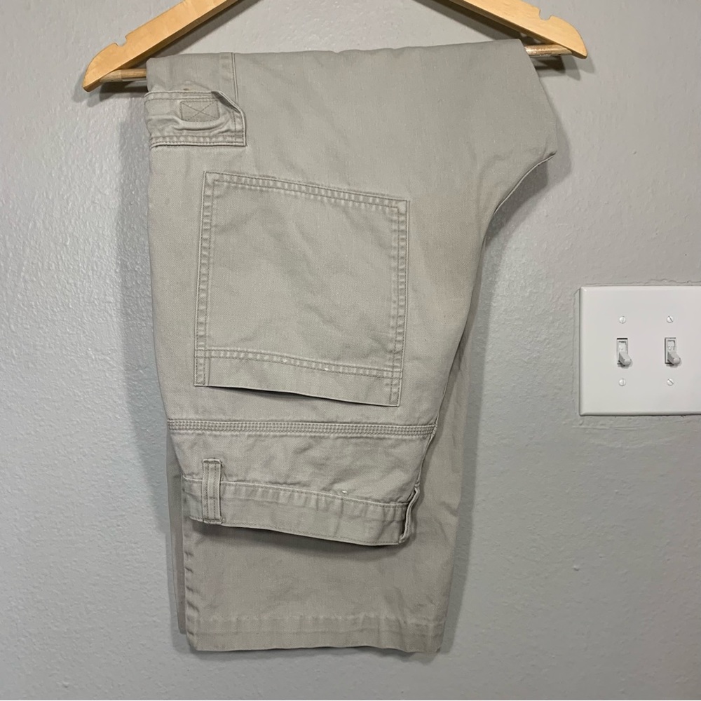Vintage Y2K Utility Beige Wide Leg Baggy‎ Convertible Cargo Pants Size 34x30